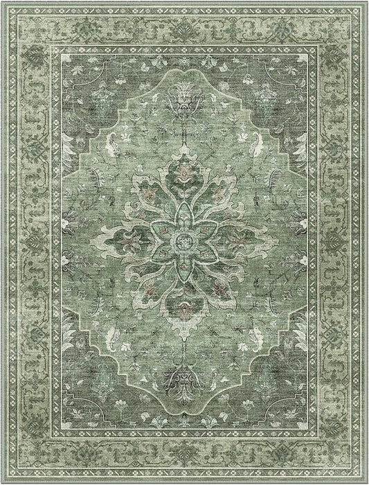 RELEANY Area Rugs 3'x20' Runner Rug Non Slip Washable for Kitchen Hallway Bedroom Beside Laundry Room Bathroom Rug, Floor Carpet, Dark Green Gray