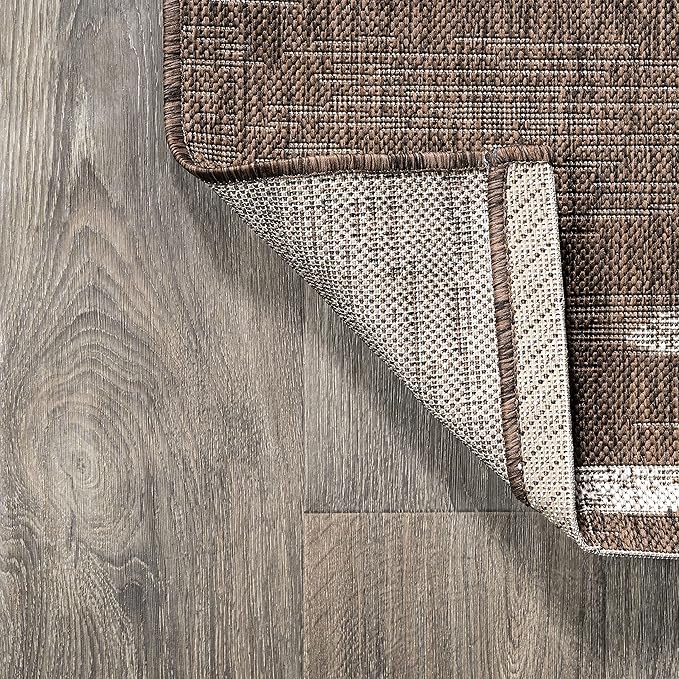 JONATHAN Y Stripe Geometric Indoor Outdoor Area Rug 4X6 Brown/Beige, Zolak Berber for Backyard, Patio, Porch, Easy-Cleaning, High Traffic, Pet-Friendly, Non-Shedding (SMB124B-4)
