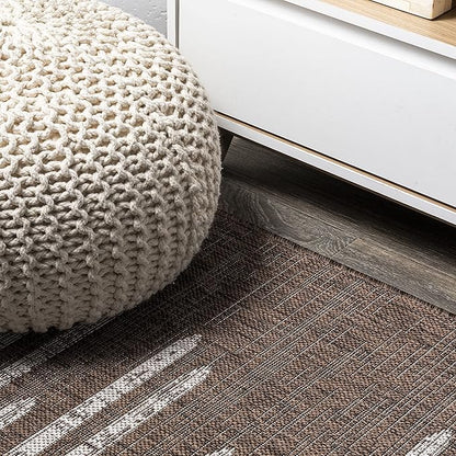 JONATHAN Y Stripe Geometric Indoor Outdoor Runner Rug 2X10 Brown/Beige, Zolak Berber for Backyard, Patio, Porch, Easy-Cleaning, High Traffic, Pet-Friendly, Non-Shedding (SMB124B-210)