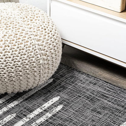 JONATHAN Y Stripe Geometric Indoor Outdoor Area Rug 3X5 Black/Ivory, Zolak Berber for Backyard, Patio, Porch, Easy-Cleaning, High Traffic, Pet-Friendly, Non-Shedding (SMB124E-3)