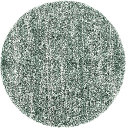 SAFAVIEH Hudson Shag Collection 7' Round Green/Ivory SGH295E Modern Abstract Non-Shedding 2-inch Thick Entryway Foyer Living Room Bedroom Kitchen Area Rug