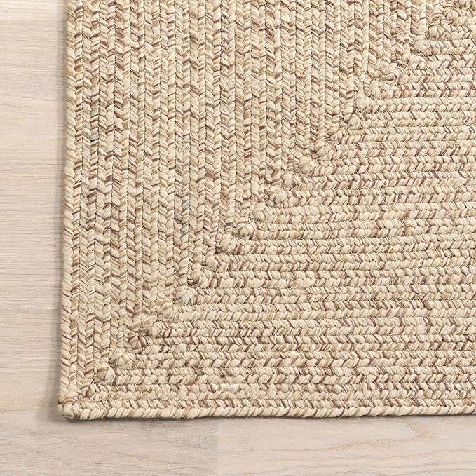 nuLOOM Oval 3' x 5' Solid Hand Braided Indoor/Outdoor Area Rug, Pet-Friendly, High Traffic, Weather Resistant, for Patio, Balcony, Bedroom, Living, Dining Room, Wynn Tan