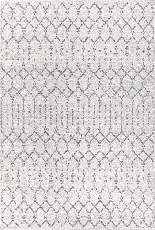 JONATHAN Y Boho Vintage Diamond Cream/Gray Indoor Area Rug 9X12 ft, Moroccan Hype for Living Room, Bedroom, Kitchen, Office, Easy-Cleaning, High Traffic, Pet-Friendly, Non-Shedding (MOH101B-9)