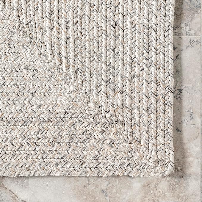 nuLOOM 3' x 5' Solid Hand Braided Indoor/Outdoor Area Rug, Pet-Friendly, High Traffic, Weather Resistant, for Patio, Balcony, Bedroom, Living Room, Dining Room, Wynn Ivory