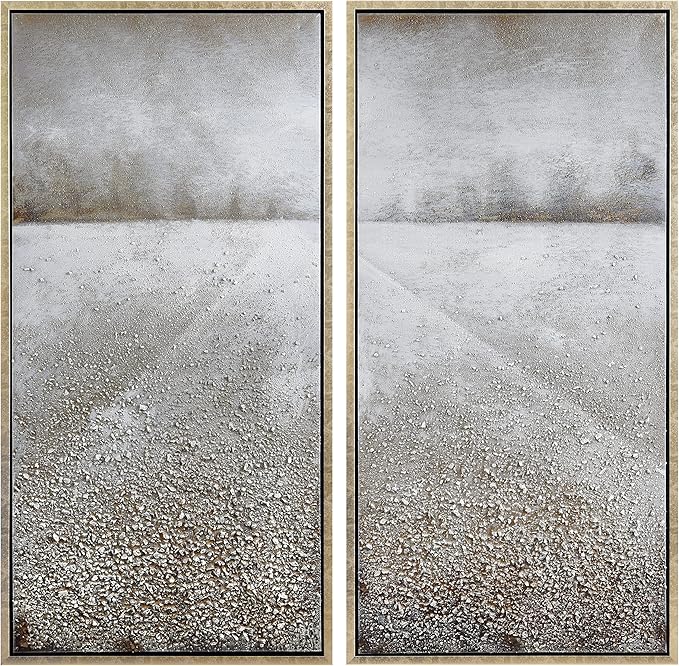 Empire Art Direct Abstract Wall Art Textured Hand Painted Canvas by Martin Edwards, Diptych, 48" x 24" each, Pebble Road