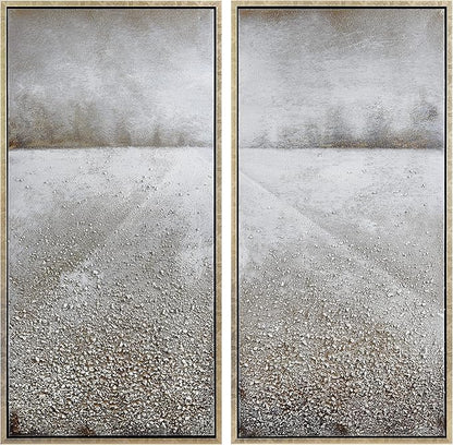 Empire Art Direct Abstract Wall Art Textured Hand Painted Canvas by Martin Edwards, Diptych, 48" x 24" each, Pebble Road
