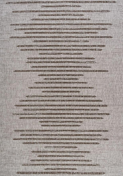 JONATHAN Y Stripe Geometric Indoor Outdoor Area Rug 8X10 Beige/Brown, Zolak Berber for Backyard, Patio, Porch, Easy-Cleaning, High Traffic, Pet-Friendly, Non-Shedding (SMB124A-8)