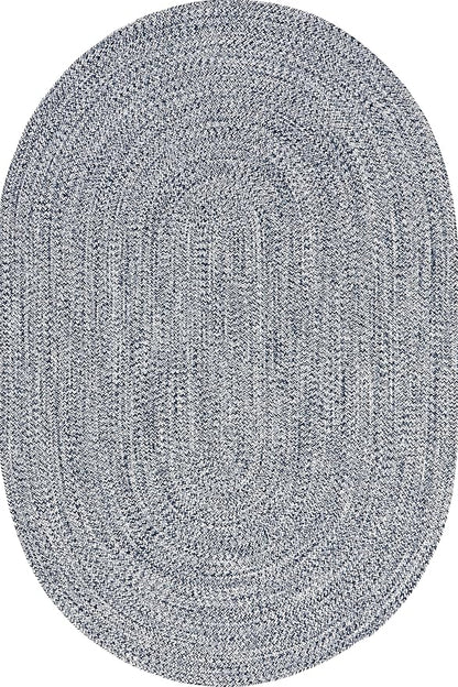 nuLOOM Oval 3' x 5' Solid Hand Braided Indoor/Outdoor Area Rug, Pet-Friendly, High Traffic, Weather Resistant, for Patio, Balcony, Bedroom, Living, Dining Room, Wynn Navy