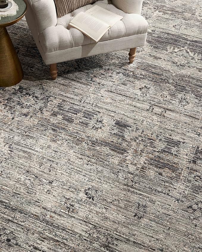 Loloi Jean Stoffer Katherine Collection KES-05 Graphite/Jade 2'-7" x 16'-0", .25" Pile Height, Runner Rug