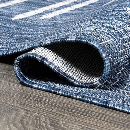 JONATHAN Y Stripe Geometric Indoor Outdoor Runner Rug 2X8 Blue/Ivory, Zolak Berber for Backyard, Patio, Porch, Easy-Cleaning, High Traffic, Pet-Friendly, Non-Shedding (SMB124C-28)