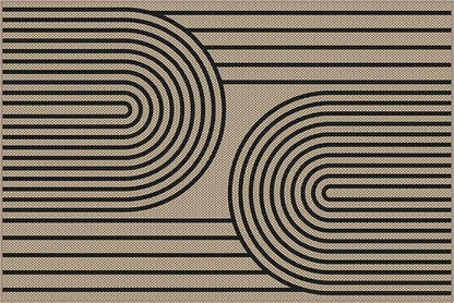 Easy Jute Area Rug, 4' x 6' Washable Rug, Black Farmhouse Ultra-Thin Non-Slip Carpet for Outdoor, Bedroom, Dining Room, Backyard, Home Decor