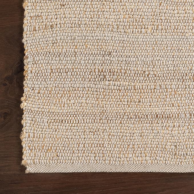 nuLOOM 2'6" x 6' Elfriede Jute & Cotton Hand Woven Area Rug, Natural, Solid Rustic Farmhouse Style, Weaved Design, Natural Fiber, For Bedroom, Living Room, Dining Room, Hallway, Office, Entryway