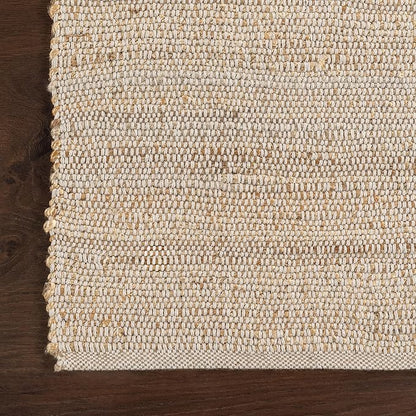 nuLOOM 2'6" x 6' Elfriede Jute & Cotton Hand Woven Area Rug, Natural, Solid Rustic Farmhouse Style, Weaved Design, Natural Fiber, For Bedroom, Living Room, Dining Room, Hallway, Office, Entryway