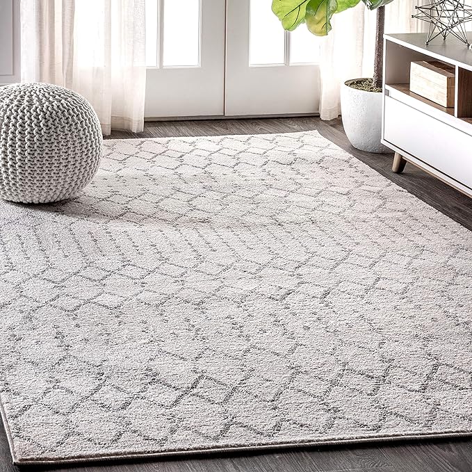 JONATHAN Y Boho Vintage Diamond Cream/Gray Indoor Area Rug 8X10 ft, Moroccan Hype for Living Room, Bedroom, Kitchen, Office, Easy-Cleaning, High Traffic, Pet-Friendly, Non-Shedding (MOH101B-8)