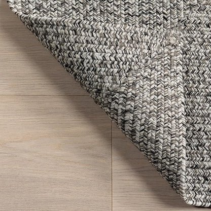 nuLOOM 2' x 10' Solid Hand Braided Indoor/Outdoor Area Rug, Pet-Friendly, High Traffic, Weather Resistant, for Patio, Balcony, Bedroom, Living, Dining Room, Wynn Salt and Pepper
