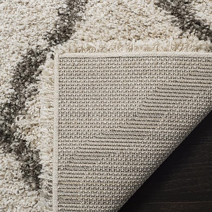 SAFAVIEH Hudson Shag Collection Runner Rug - 2'3" x 14', Ivory & Grey, Moroccan Trellis Design, Non-Shedding & Easy Care, 2-inch Thick Ideal for High Traffic Areas in Living Room, Bedroom (SGH283A)