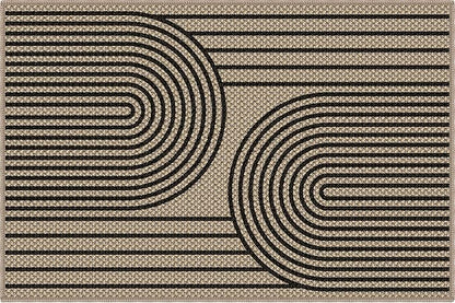 Easy Jute Front Door Mat, 2' x 3' Entryway Porch Rug, Black Farmhouse Ultra-Thin Washable Non-Slip Mat for Indoor Foyer & Outdoor Patio Decor