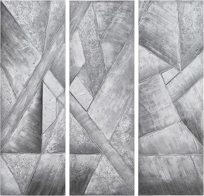 Empire Art Direct Abstract Wall Art Textured Hand Painted Canvas by Martin Edwards, Triptych, 60" x 20" each, Diamonds