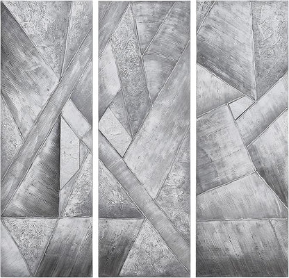 Empire Art Direct Abstract Wall Art Textured Hand Painted Canvas by Martin Edwards, Triptych, 60" x 20" each, Diamonds