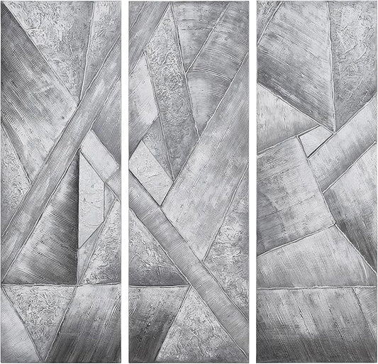 Empire Art Direct Abstract Wall Art Textured Hand Painted Canvas by Martin Edwards, Triptych, 60" x 20" each, Diamonds