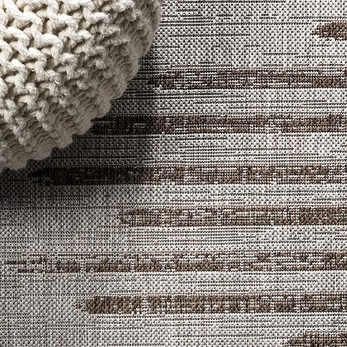 JONATHAN Y Stripe Geometric Indoor Outdoor Runner Rug 2X10 Beige/Brown, Zolak Berber for Backyard, Patio, Porch, Easy-Cleaning, High Traffic, Pet-Friendly, Non-Shedding (SMB124A-210)