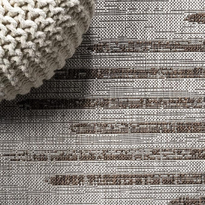 JONATHAN Y Stripe Geometric Indoor Outdoor Runner Rug 2X10 Beige/Brown, Zolak Berber for Backyard, Patio, Porch, Easy-Cleaning, High Traffic, Pet-Friendly, Non-Shedding (SMB124A-210)