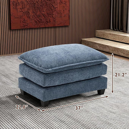 Ihanherry Ottoman for Modular Sectional Cloud Sofa, Chenille Deep Seat Couch for Apartment, Living Room and Bedroom, Blue