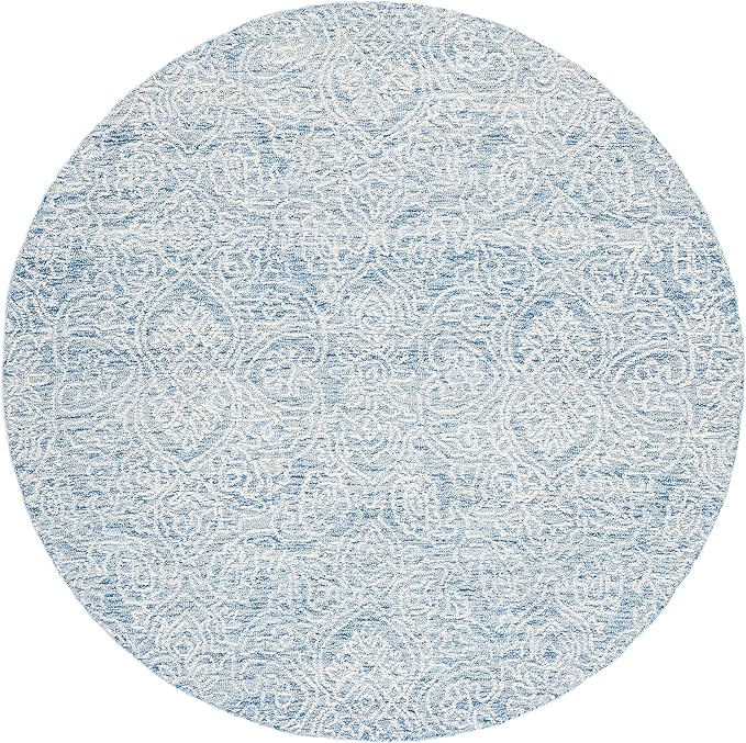 SAFAVIEH Metro Collection Area Rug - 4' Round, Blue & Ivory, Handmade Wool, Ideal for Living Room, Bedroom, Dining Space (MET998M)