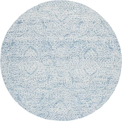 SAFAVIEH Metro Collection Area Rug - 4' Round, Blue & Ivory, Handmade Wool, Ideal for Living Room, Bedroom, Dining Space (MET998M)