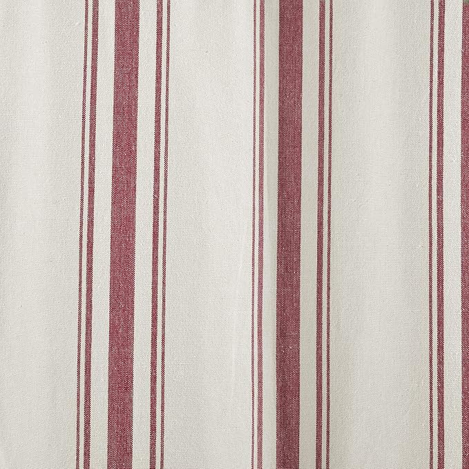 Lush Decor Farmhouse Stripe Yarn Dyed Eco-Friendly Recycled Cotton Window Curtain Panel Pair, 42" W x 63" L, Red - Classic Modern Rustic Charm - Eco Friendly Cotton Fabric