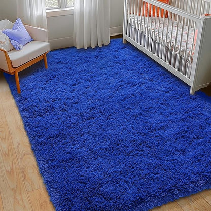 9x12 Large Area Rugs for Living Room, Blue Fluffy Shag Rug for Bedroom and Nursery, Soft and Comfy, Big Fuzzy Carpet for Kids, Girls, Boys Room Dorm Home Decor Aesthetic, Upgrade Non Slip