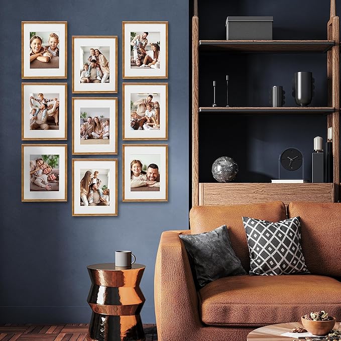 Sheffield Home 9 Piece Gallery Wall Frame Set, 11x14 Inch, Antique Bronze