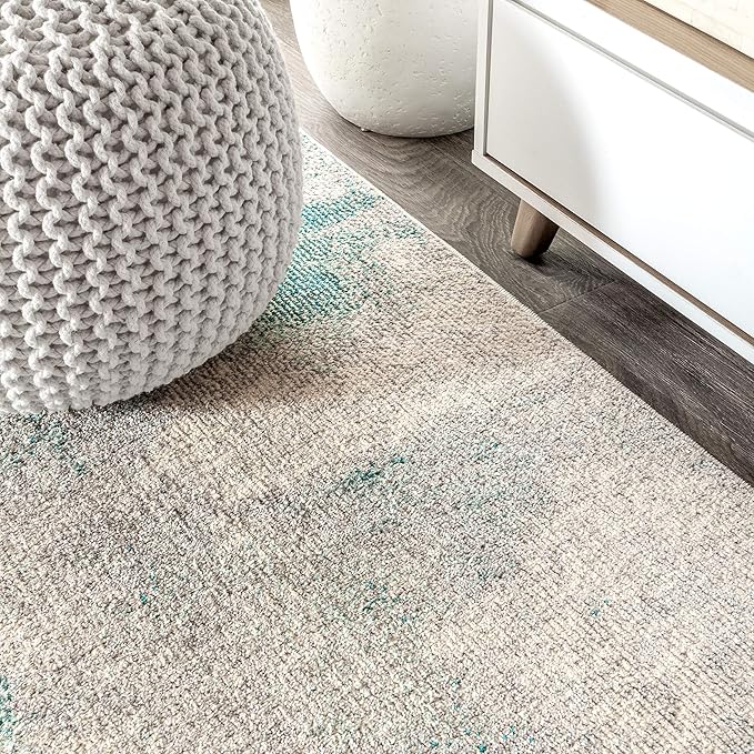 JONATHAN Y Modern Abstract Vintage Cream/Blue 4x4 Square Indoor Area Rug, Contemporary POP, Transitional, Easy-Cleaning for Living Room, Bedroom, Kitchen, Pet Friendly, Non-Shedding (CTP104A-4SQ)