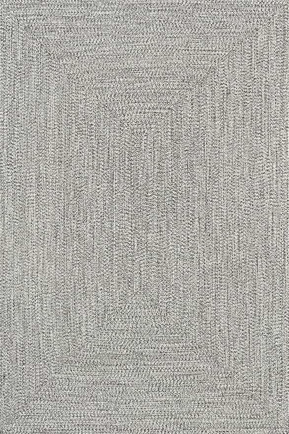 nuLOOM 8' x 10' Solid Hand Braided Indoor/Outdoor Area Rug, Pet-Friendly, High Traffic, Weather Resistant, for Patio, Balcony, Bedroom, Living Room, Dining Room, Wynn Salt And Pepper