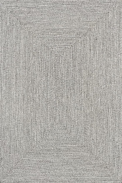 nuLOOM 10' x 14' Solid Hand Braided Indoor/Outdoor Area Rug, Pet-Friendly, High Traffic, Weather Resistant, for Patio, Balcony, Bedroom, Living, Dining Room, Wynn Salt and Pepper
