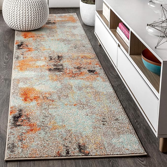 JONATHAN Y Modern Abstract Vintage Cream/Orange Runner Rug, 2x8, Contemporary POP, Transitional, Easy-Cleaning for Living Room, Bedroom, Kitchen, Pet Friendly, Non-Shedding (CTP104B-28)