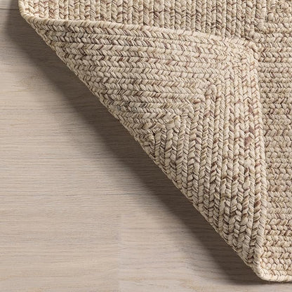 nuLOOM Oval 3' x 5' Solid Hand Braided Indoor/Outdoor Area Rug, Pet-Friendly, High Traffic, Weather Resistant, for Patio, Balcony, Bedroom, Living, Dining Room, Wynn Tan