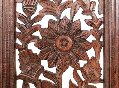 Wooden Designer Wall Hanging Plaques, Wall Plaque Wall Décor Plaques - 36x12 Inch Set of 2 - Burnt, Elegant Sculpture Wall Décor Panel to Enhance the Décor of Your Room or Office