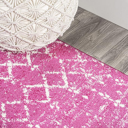 JONATHAN Y Boho Vintage Diamond Fuchsia/Ivory Indoor Area Rug 5X8 ft, Moroccan Hype for Living Room, Bedroom, Kitchen, Office, Easy-Cleaning, High Traffic, Pet-Friendly, Non-Shedding (MOH101G-5)