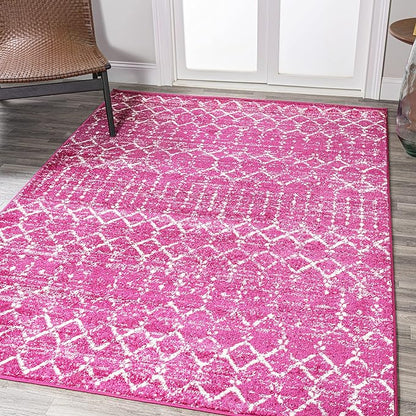 JONATHAN Y Boho Vintage Diamond Fuchsia/Ivory Indoor Area Rug 5X8 ft, Moroccan Hype for Living Room, Bedroom, Kitchen, Office, Easy-Cleaning, High Traffic, Pet-Friendly, Non-Shedding (MOH101G-5)