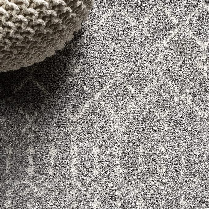JONATHAN Y Boho Vintage Diamond Gray/Ivory Square Area Rug 5X5 ft, Moroccan Hype for Living Room, Bedroom, Kitchen, Office, Easy-Cleaning, High Traffic, Pet-Friendly, Non-Shedding (MOH101C-5SQ)