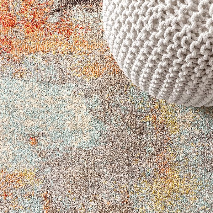 JONATHAN Y Modern Abstract Vintage Cream/Orange Runner Rug, 2x8, Contemporary POP, Transitional, Easy-Cleaning for Living Room, Bedroom, Kitchen, Pet Friendly, Non-Shedding (CTP104B-28)